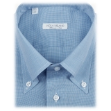 Viola Milano - Camicia Button Down Carlo Riva Voila Tela Pattern - Azzurro - Handmade in Italy - Luxury Exclusive Collection