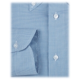 Viola Milano - Camicia Button Down Carlo Riva Voila Tela Pattern - Azzurro - Handmade in Italy - Luxury Exclusive Collection