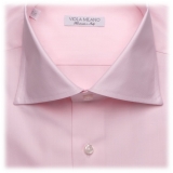 Viola Milano - Micro Stripe Collar Cutaway-Collar Shirt - Pink/White - Handmade in Italy - Luxury Exclusive Collection