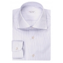 Viola Milano - Multi Stripe Collar Cutaway-Collar Shirt - Navy Mix - Handmade in Italy - Luxury Exclusive Collection