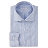 Viola Milano - Multi Striped Slim-fit Cutaway-Collar Shirt - Light Blue Mix - Handmade in Italy - Luxury Exclusive Collection