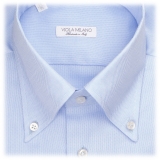 Viola Milano - Camicia con Colletto Button-down Oxford Tinta Unita - Azzurro - Handmade in Italy - Luxury Exclusive Collection