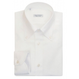 Viola Milano - Solid American Oxford Button-Down Collar Dress Shirt - White - Handmade in Italy - Luxury Exclusive Collection