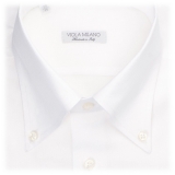 Viola Milano - Camicia con Colletto Button-down in Oxford Tinta Unita - Bianco - Handmade in Italy - Luxury Exclusive Collection