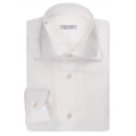 Viola Milano - Solida Camicia Carlo Riva con Colletto Cutaway - Bianco - Handmade in Italy - Luxury Exclusive Collection