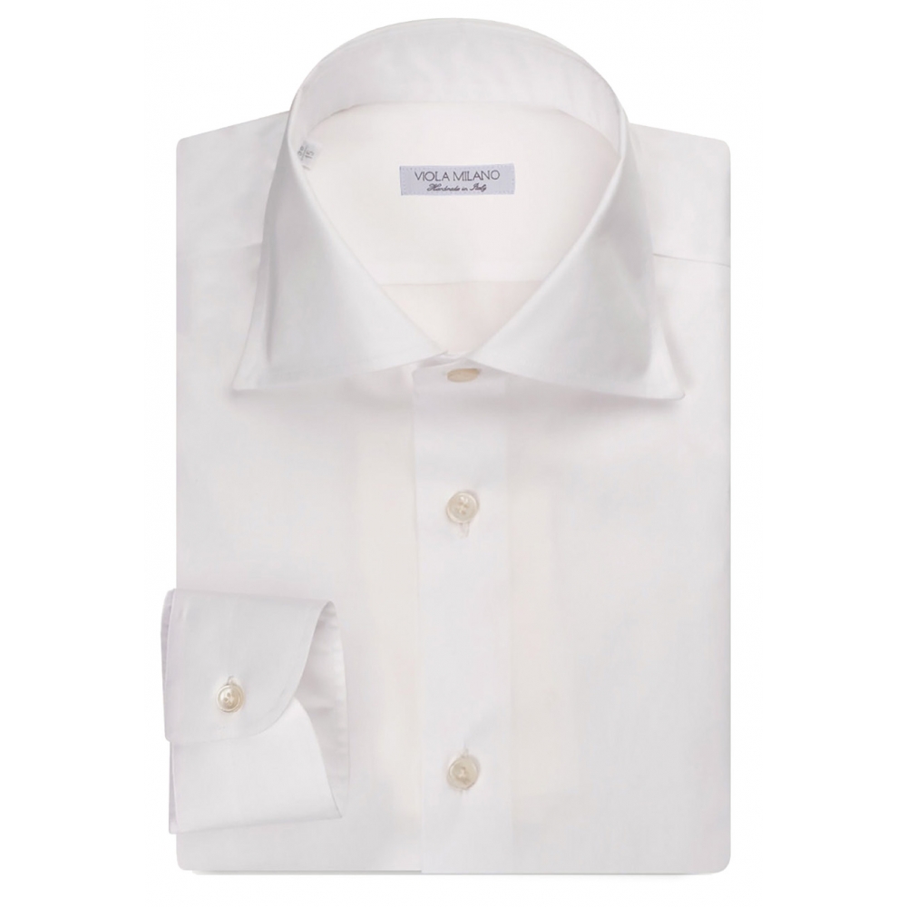 Viola Milano - Solid Carlo Riva Cutaway-Collar Shirt - White - Handmade ...