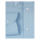 Viola Milano - Solid Carlo Riva Etamine Cotton Button-Down Shirt - Light Blue - Handmade in Italy - Luxury Exclusive Collection