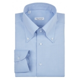 Viola Milano - Solid Carlo Riva Popline Doppio Button-Down Shirt - Light Blue - Handmade in Italy - Luxury Exclusive Collection