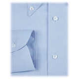 Viola Milano - Solid Carlo Riva Popline Doppio Button-Down Shirt - Light Blue - Handmade in Italy - Luxury Exclusive Collection