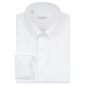 Viola Milano - Solid Carlo Riva Popline Doppio Button-Down Shirt - White - Handmade in Italy - Luxury Exclusive Collection