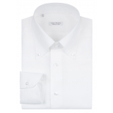 Viola Milano - Solida Camicia Carlo Riva Popeline Doppio Button Down - Bianco - Handmade in Italy - Luxury Exclusive Collection