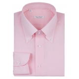 Viola Milano - Solida Camicia Carlo Riva Voila Tela Button Down - Rosa - Handmade in Italy - Luxury Exclusive Collection