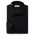 Viola Milano - Solid Cut-Away Collar Dress Shirt - Midnight Navy - Handmade in Italy - Luxury Exclusive Collection