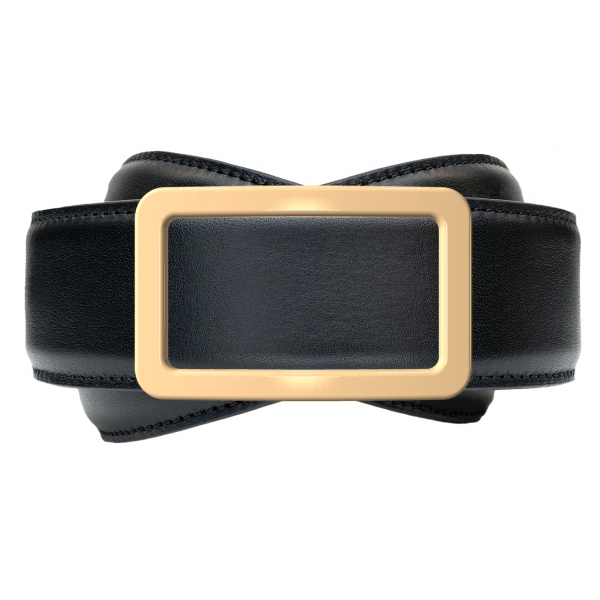 Goldfels - Gold I - Calfskin Jet Black - Black - Belt - Made in Italy - Luxury Exclusive Collection