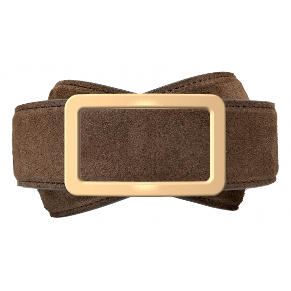 Goldfels - Gold I - Suede Havana Brown - Brown - Belt - Made in Italy - Luxury Exclusive Collection