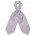 Viola Milano - Floral Italian Silk Ascot Tie - White - Handmade in Italy - Luxury Exclusive Collection