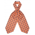 Viola Milano - Floral Italian Silk Ascot Tie - Orange - Handmade in Italy - Luxury Exclusive Collection