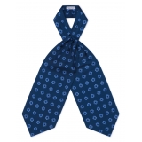 Viola Milano - Floral Italian Silk Ascot Tie - Navy - Handmade in Italy - Luxury Exclusive Collection