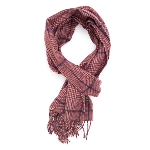 Viola Milano - Prince of Wales Wool Scarf - Pink Mix - Handmade in Italy - Luxury Exclusive Collection