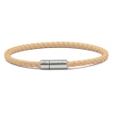 Viola Milano - Braided Italian Leather Bracelet - Pale Yellow - Handmade in Italy - Luxury Exclusive Collection