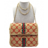 CapriNina - CapriGu - Fine Bag Handmade in Capri - Gold Embroidery Red - Handmade in Italy - Exclusive Luxury
