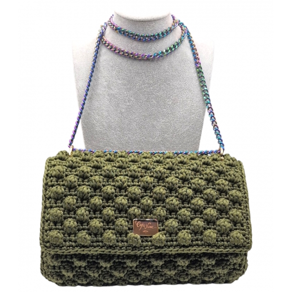 CapriNina - Ninetta Versy - Fine Bag Handmade in Capri - Military Green - Handmade in Italy - Exclusive Luxury