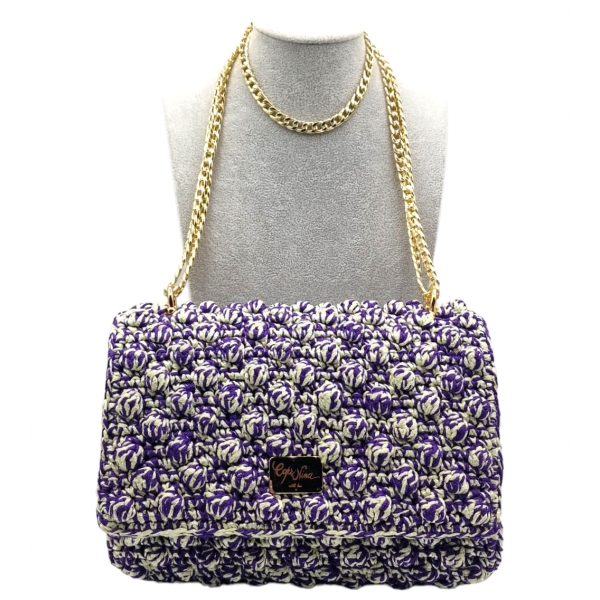 CapriNina - Ninetta Versy - Fine Bag Handmade in Capri - Violet Green - Handmade in Italy - Exclusive Luxury