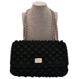 CapriNina - Ninetta Versy - Fine Bag Handmade in Capri - Black Silver - Handmade in Italy - Exclusive Luxury