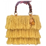 CapriNina - Le Charleston - Fine Bag Handmade in Capri - Yellow - Handmade in Italy - Exclusive Luxury