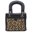 CapriNina - CapriDì Mini - Borsa Pregiata Relizzata a Mano a Capri - Nera Leopardata - Handmade in Italy - Exclusive Luxury