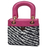 CapriNina - CapriDì Mini - Borsa Pregiata Relizzata a Mano a Capri - Rosa Zebrata - Handmade in Italy - Exclusive Luxury