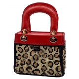 CapriNina - CapriDì Mini - Borsa Pregiata Relizzata a Mano a Capri - Rossa Leopardata - Handmade in Italy - Exclusive Luxury