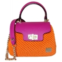 CapriNina - Capriccio - Borsa Pregiata Relizzata a Mano a Capri - Fucsia Arancio - Handmade in Italy - Exclusive Luxury