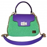 CapriNina - Capriccio - Borsa Pregiata Relizzata a Mano a Capri - Viola Verde - Handmade in Italy - Exclusive Luxury