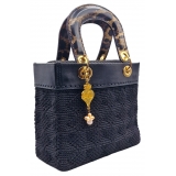 CapriNina - CapriDì - Fine Bag Handmade in Capri - Black Leopard - Handmade in Italy - Exclusive Luxury