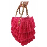 CapriNina - Le Charleston - Borsa Pregiata Relizzata a Mano a Capri - Fucsia - Handmade in Italy - Exclusive Luxury