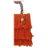 CapriNina - Le Charleston - Borsa Pregiata Relizzata a Mano a Capri - Arancio - Handmade in Italy - Exclusive Luxury