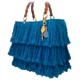 CapriNina - Le Charleston - Fine Bag Handmade in Capri - Turquoise - Handmade in Italy - Exclusive Luxury