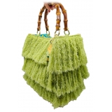 CapriNina - Le Charleston - Borsa Pregiata Relizzata a Mano a Capri - Verde - Handmade in Italy - Exclusive Luxury