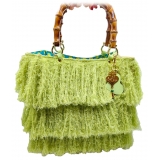 CapriNina - Le Charleston - Borsa Pregiata Relizzata a Mano a Capri - Verde - Handmade in Italy - Exclusive Luxury