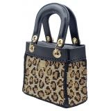 CapriNina - CapriDì Mini - Fine Bag Handmade in Capri - Black Leopard - Handmade in Italy - Exclusive Luxury