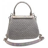 CapriNina - Capriccio - Borsa Pregiata Relizzata a Mano a Capri - Argento - Handmade in Italy - Exclusive Luxury