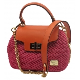 CapriNina - Capriccio - Borsa Pregiata Relizzata a Mano a Capri - Arancio Fucsia - Handmade in Italy - Exclusive Luxury