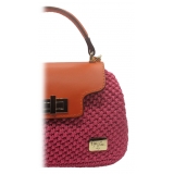 CapriNina - Capriccio - Fine Bag Handmade in Capri - Fuchsia Orange - Handmade in Italy - Exclusive Luxury