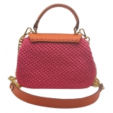 CapriNina - Capriccio - Borsa Pregiata Relizzata a Mano a Capri - Arancio Fucsia - Handmade in Italy - Exclusive Luxury