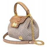 CapriNina - Capriccio - Borsa Pregiata Relizzata a Mano a Capri - Beige - Handmade in Italy - Exclusive Luxury