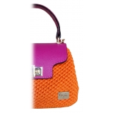 CapriNina - Capriccio - Fine Bag Handmade in Capri - Orange Fuchsia - Handmade in Italy - Exclusive Luxury