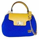 CapriNina - Capriccio - Borsa Pregiata Relizzata a Mano a Capri - Giallo Blu - Handmade in Italy - Exclusive Luxury