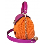 CapriNina - Capriccio - Borsa Pregiata Relizzata a Mano a Capri - Fucsia Arancio - Handmade in Italy - Exclusive Luxury