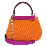 CapriNina - Capriccio - Borsa Pregiata Relizzata a Mano a Capri - Fucsia Arancio - Handmade in Italy - Exclusive Luxury